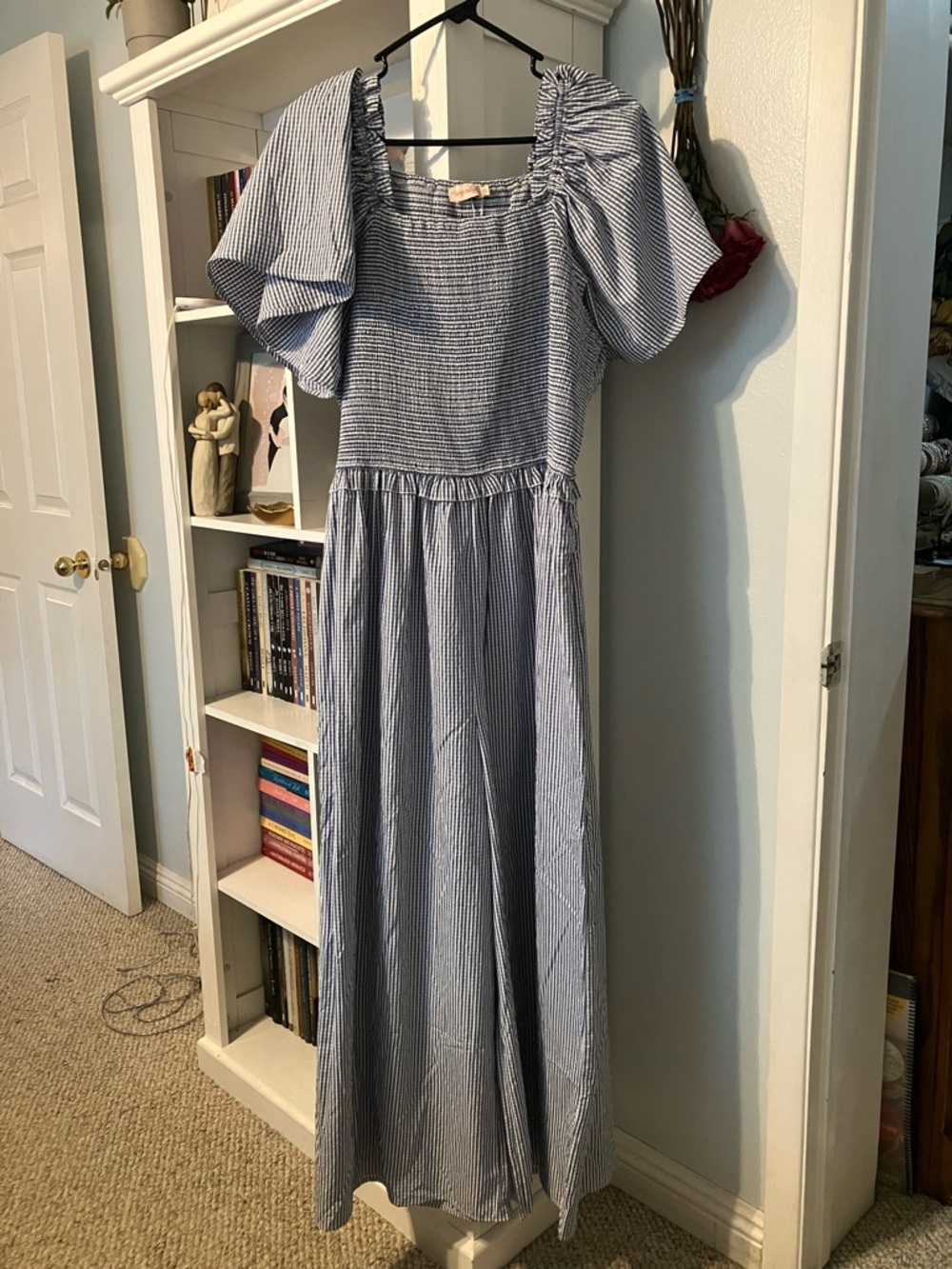 Ivy City Co Blue & White Gingham Jumpsuit